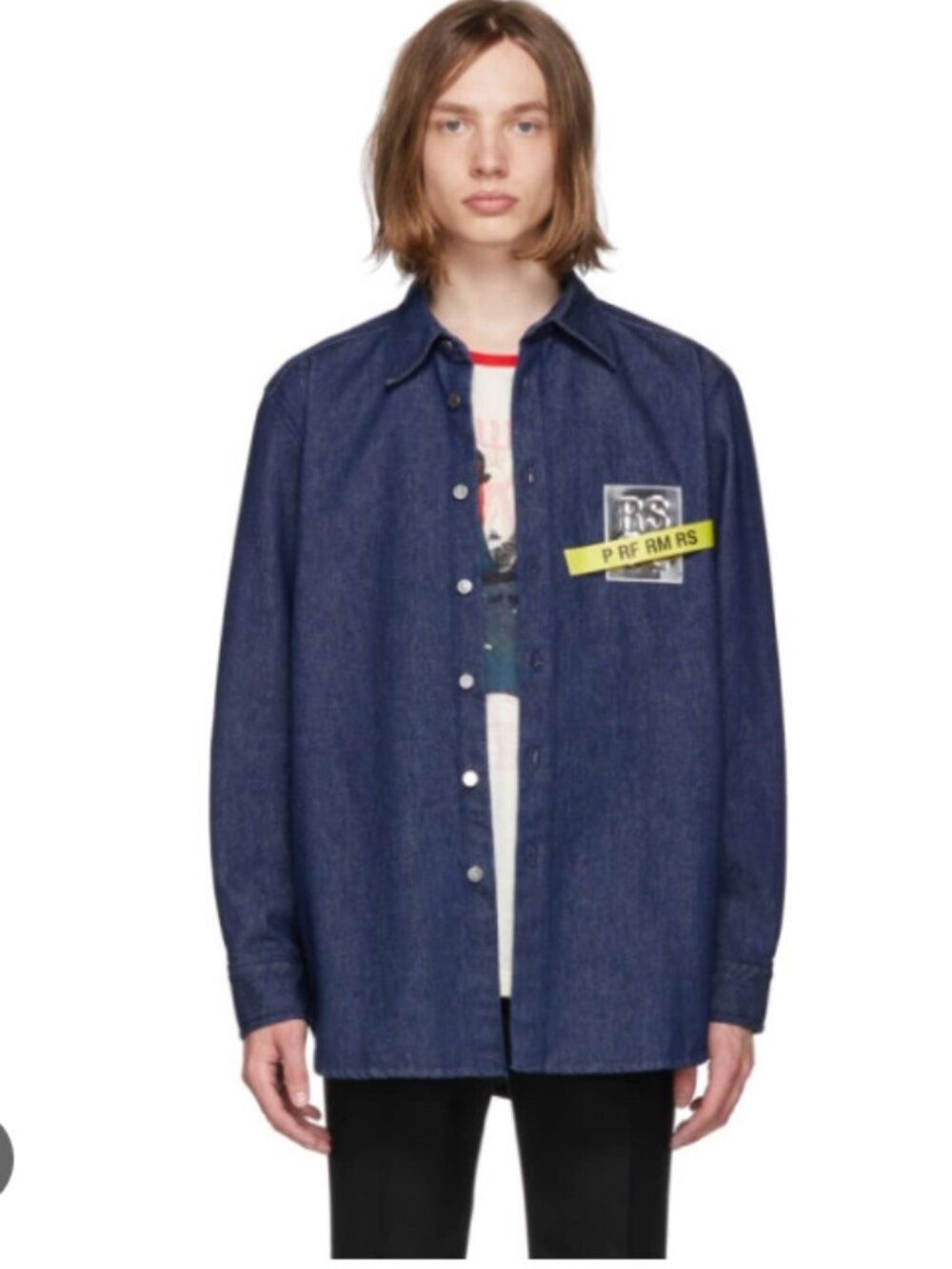 raf simons denim tape shirt - size XL
